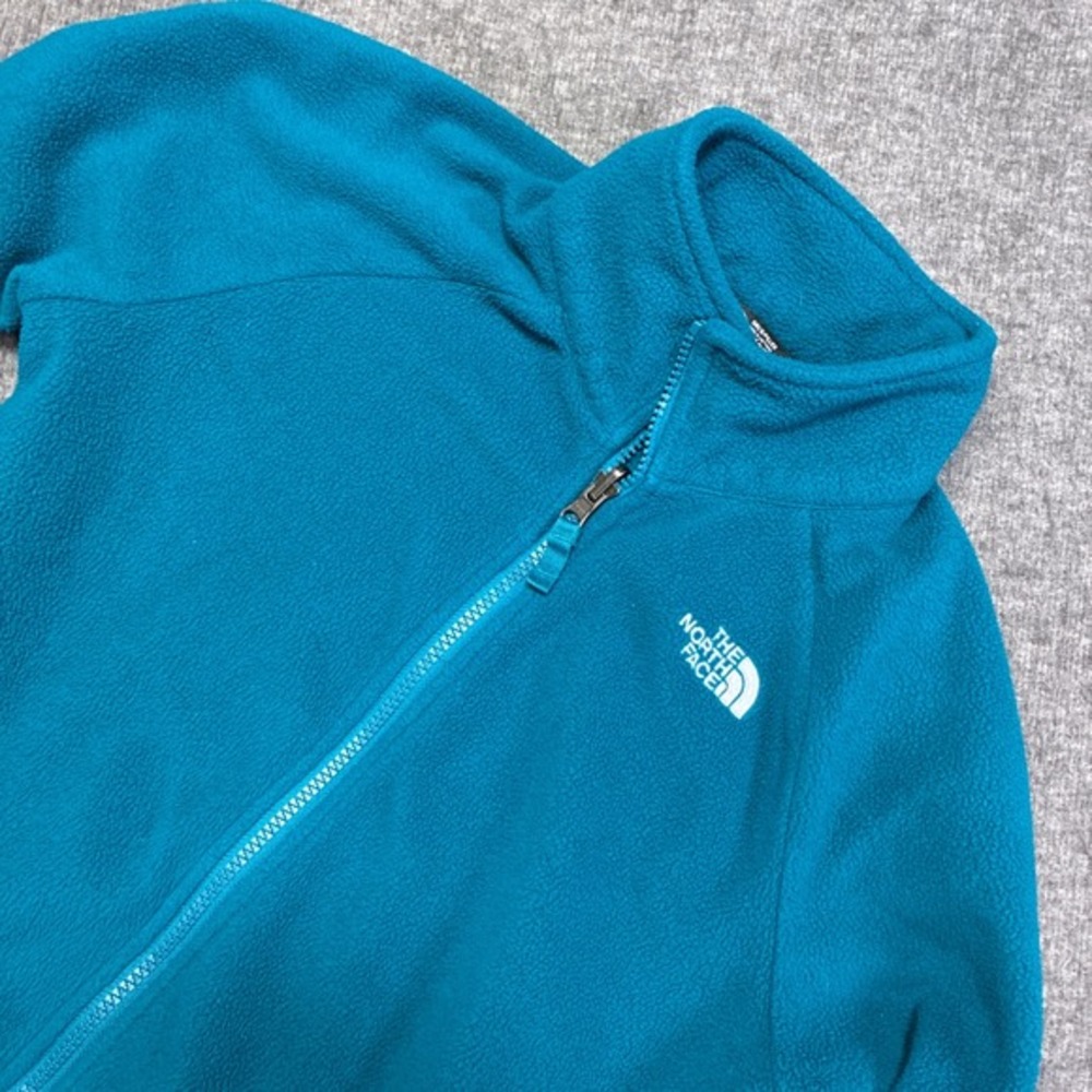 The North Face Fleece Jacket Girls Large‎ 14/16 Teal Full Zip Mock Neck Hiking